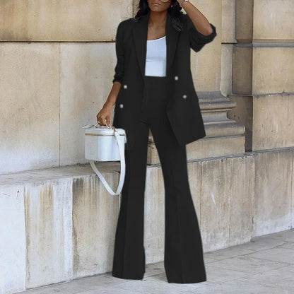 Elegant Formelt Sæt med Skræddersyet Lang Blazer til Dame