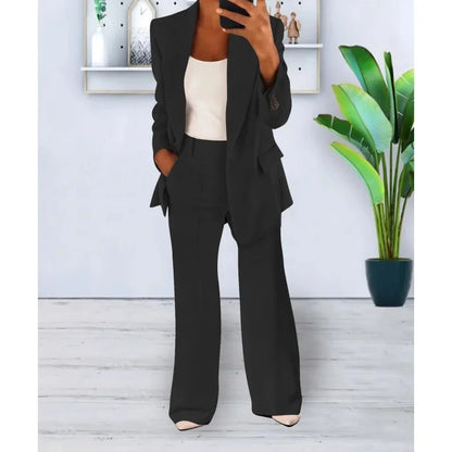 Elegant Formelt Sæt med Skræddersyet Lang Blazer til Dame