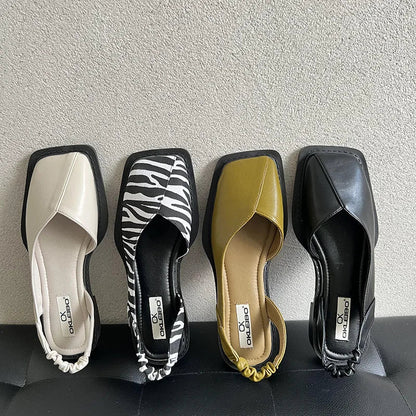 Slingback Sandaler med Firkantet Tå