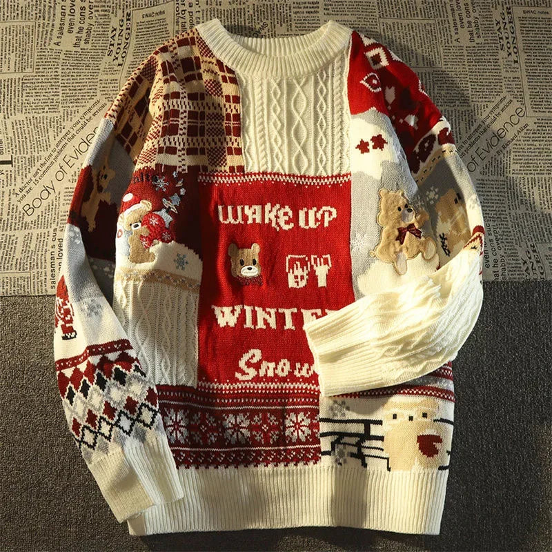 Noelle | Julesweater med retro farveblokke og v hals