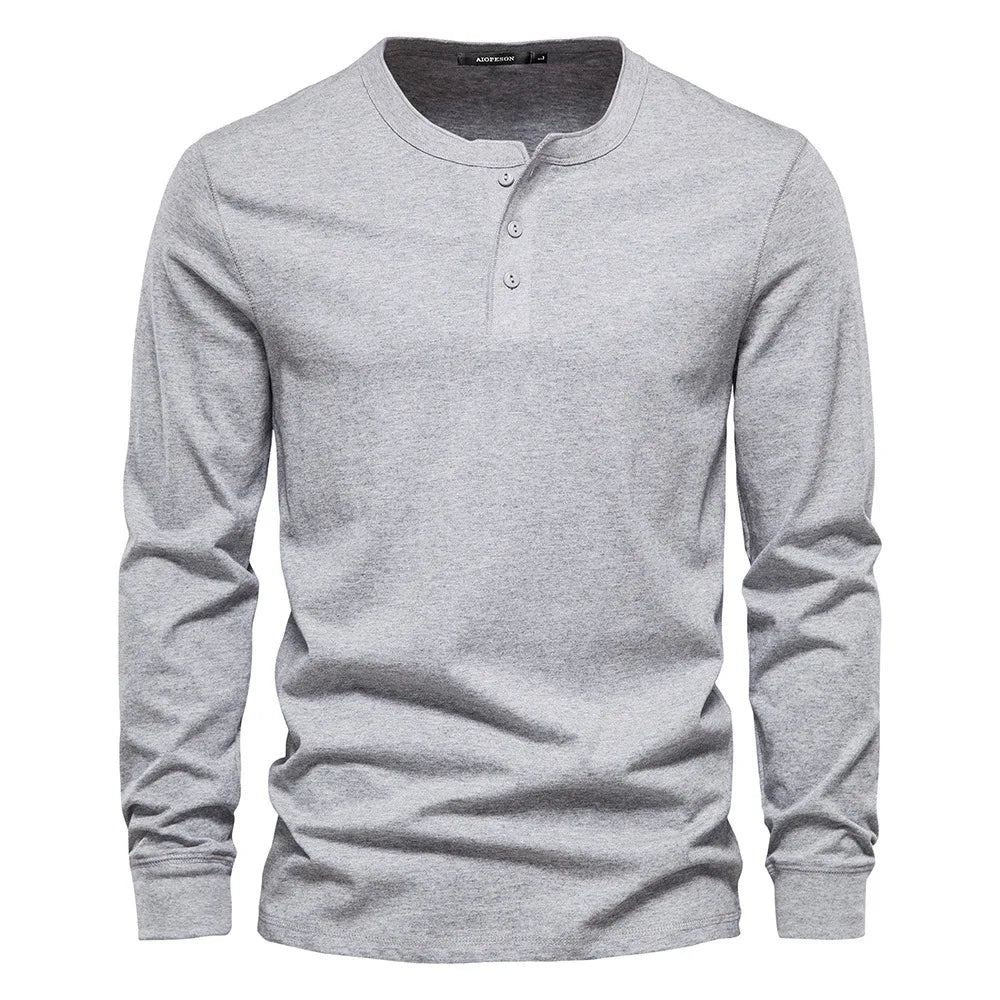 Moderne Komfortabel Stilfuld Langærmet Henley-Shirt