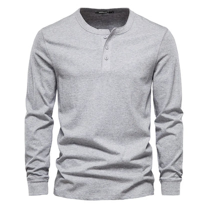 Moderne Komfortabel Stilfuld Langærmet Henley-Shirt