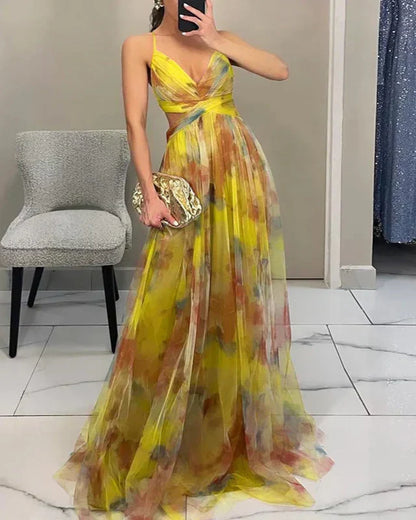 Dame Forårs Elegant Blomstret Sommer Maxi Kjole