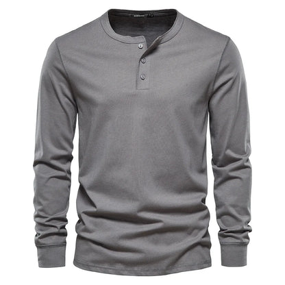 Moderne Komfortabel Stilfuld Langærmet Henley-Shirt