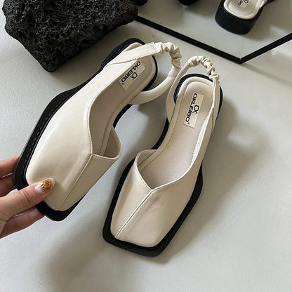 Slingback Sandaler med Firkantet Tå