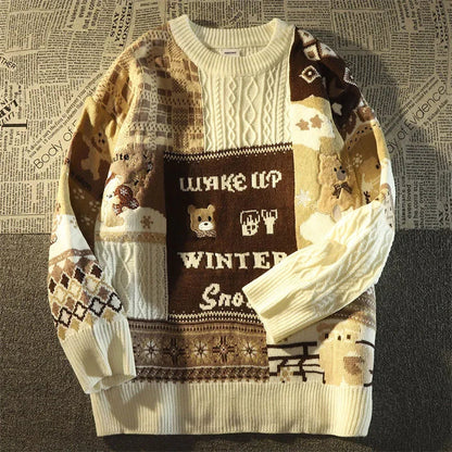 Noelle | Julesweater med retro farveblokke og v hals