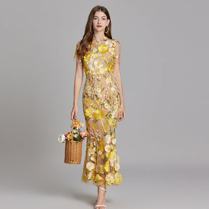 Moderne Dame Elegant Blomstret Sommerkjole