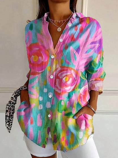 Ragnhild | Farverig bluse med legende og frisk print