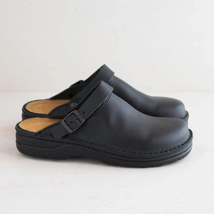 Komfortable Brune Læder Slip-On Træsko