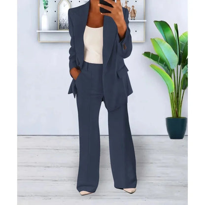 Elegant Formelt Sæt med Skræddersyet Lang Blazer til Dame