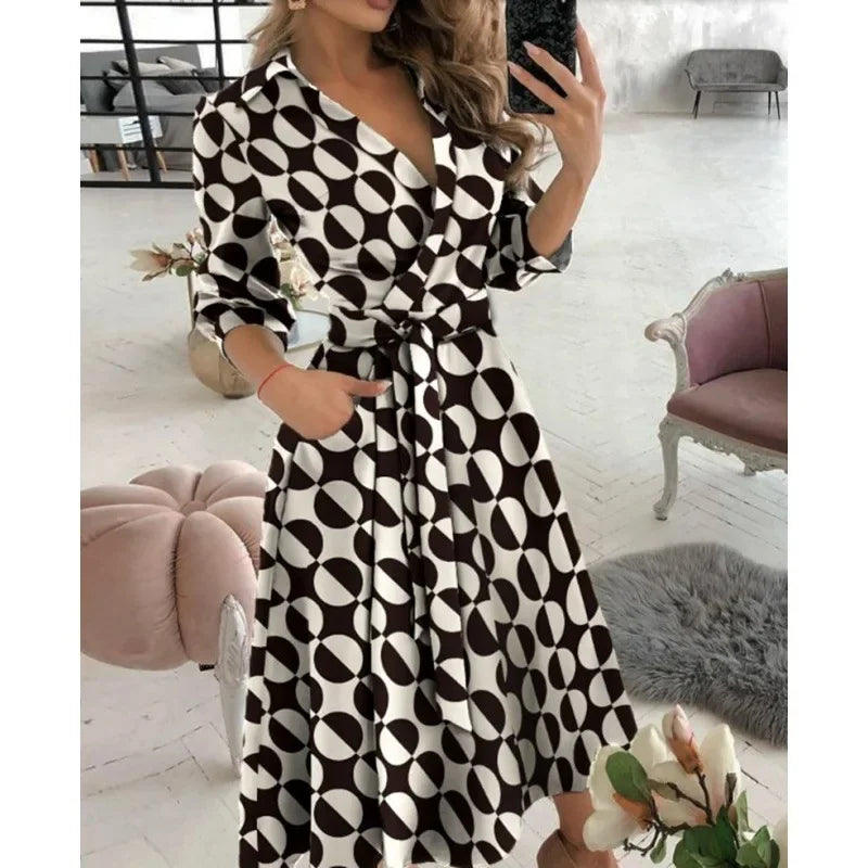 Dame Elegant Stilfuld Sommerfugleprint Omslagskjole