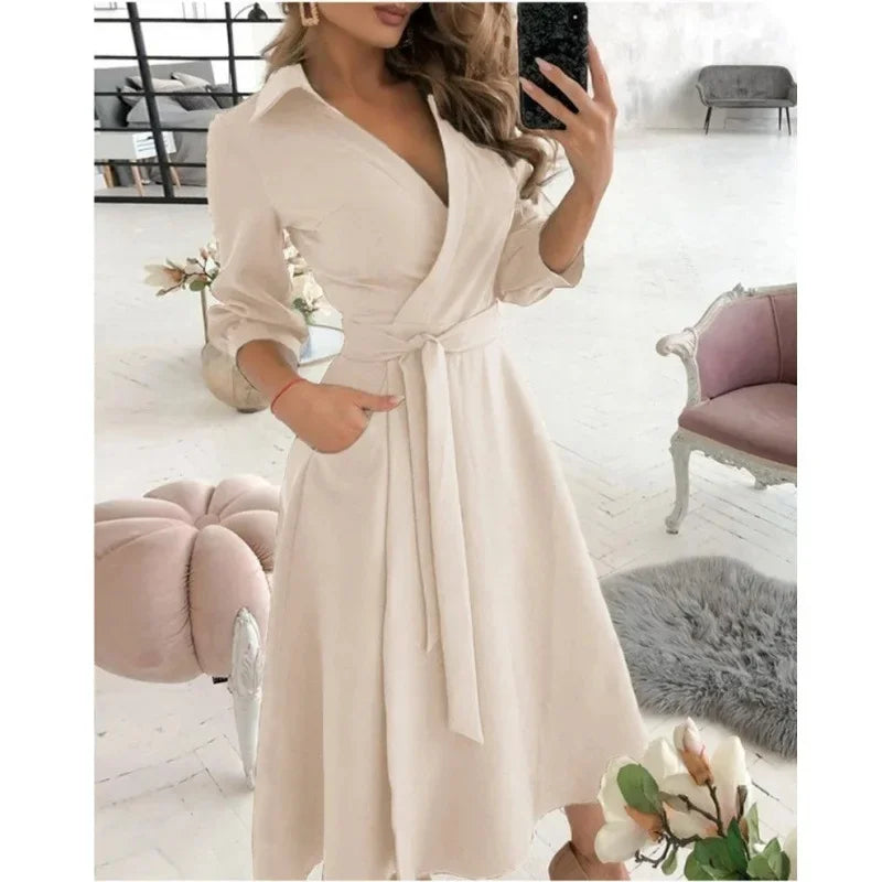 Dame Elegant Stilfuld Sommerfugleprint Omslagskjole