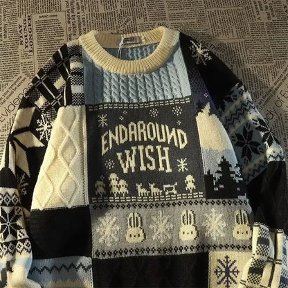 Noelle | Julesweater med retro farveblokke og v hals