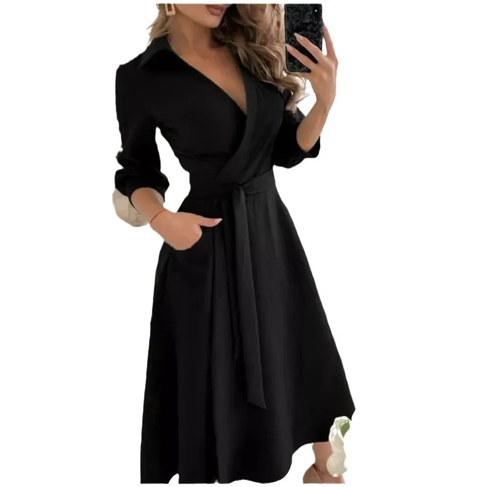 Dame Elegant Stilfuld Sommerfugleprint Omslagskjole