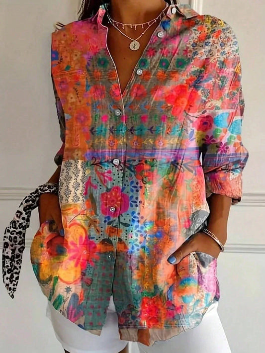 Ragnhild | Farverig bluse med legende og frisk print