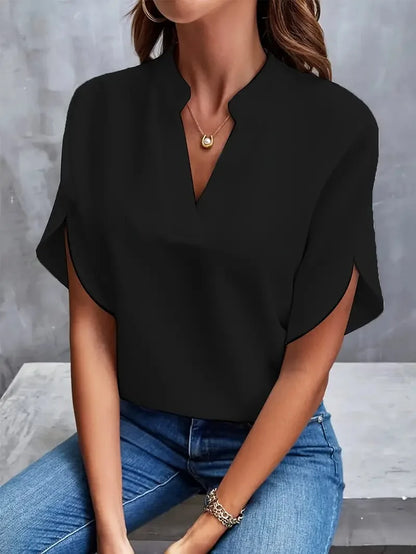 Elegant Stilfuld V-Hals Flydende Bluse