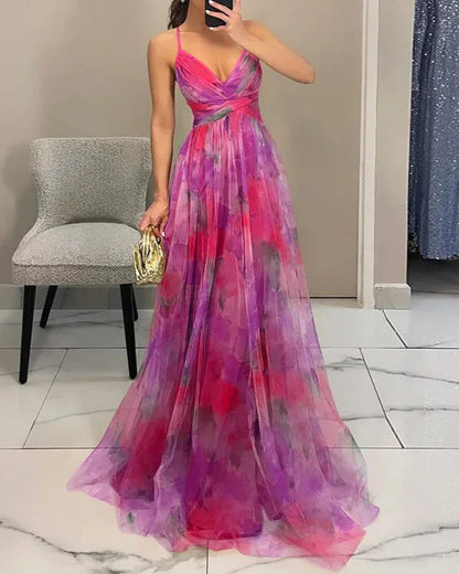Dame Forårs Elegant Blomstret Sommer Maxi Kjole