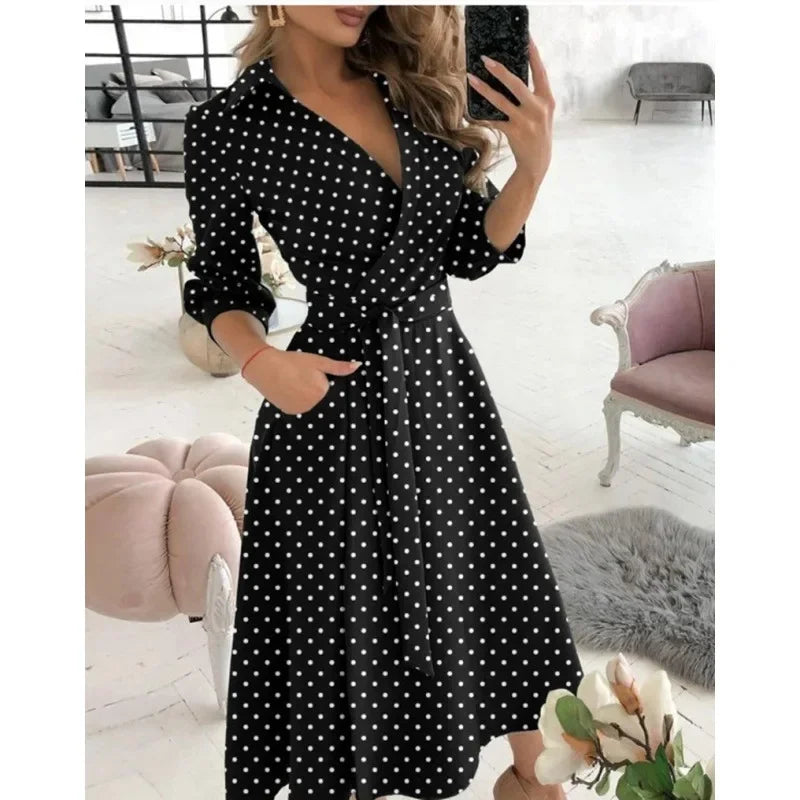 Dame Elegant Stilfuld Sommerfugleprint Omslagskjole