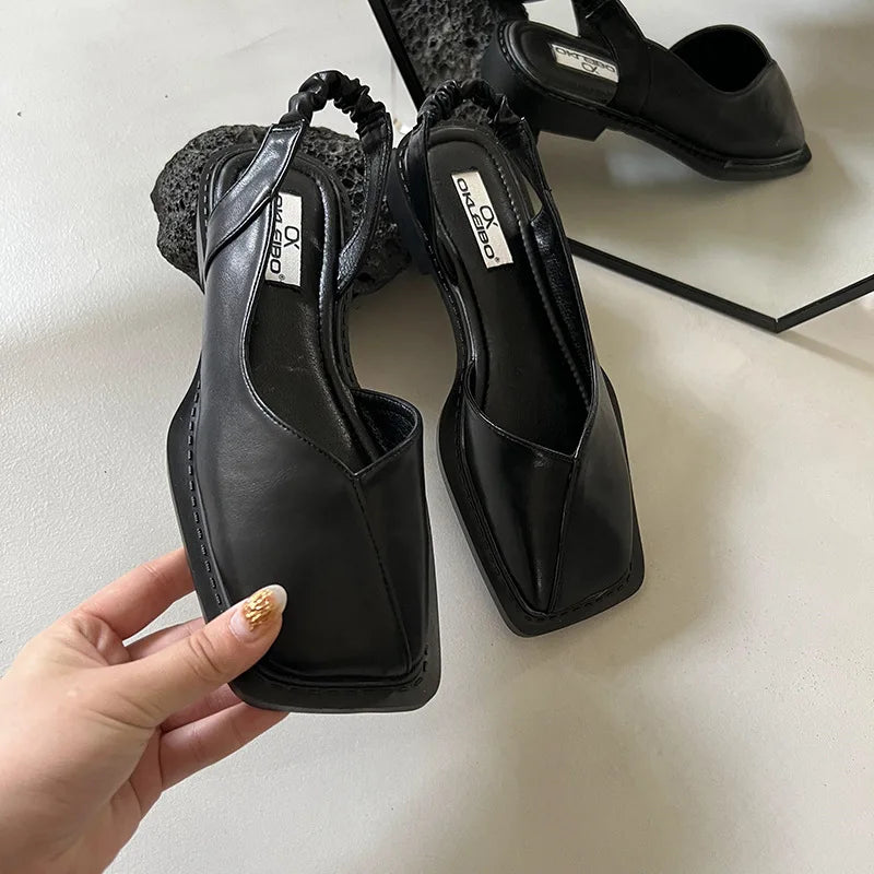 Slingback Sandaler med Firkantet Tå