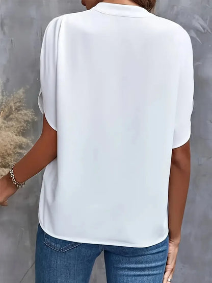Elegant Stilfuld V-Hals Flydende Bluse