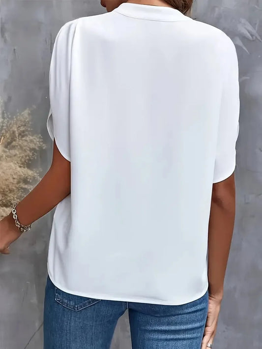 Elegant Stilfuld V-Hals Flydende Bluse