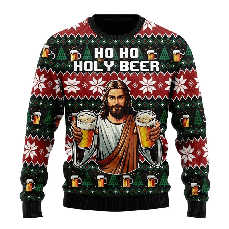 Balthasar | Julesweater med sjovt ølmotiv i behagelig strik