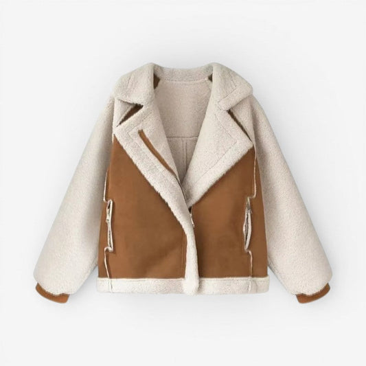 Dame Oversized Lang Jakke med Lynlås og Lomme Detaljer