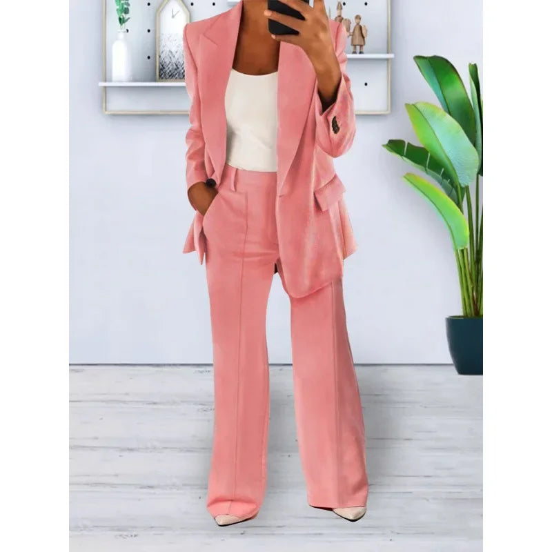 Elegant Formelt Sæt med Skræddersyet Lang Blazer til Dame