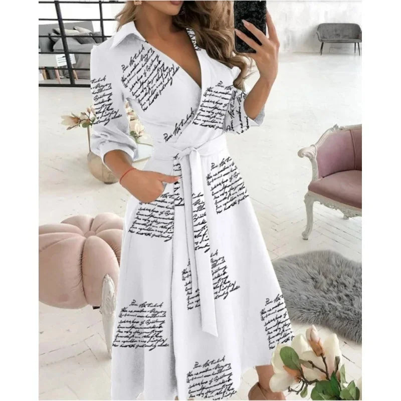 Dame Elegant Stilfuld Sommerfugleprint Omslagskjole