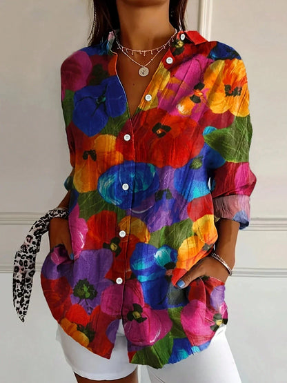 Ragnhild | Farverig bluse med legende og frisk print