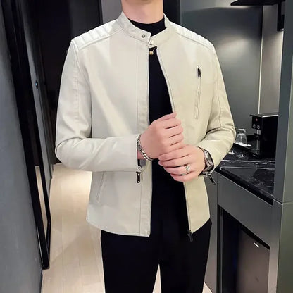 Moderne Elegant Stilfuld Herre Læderjakke