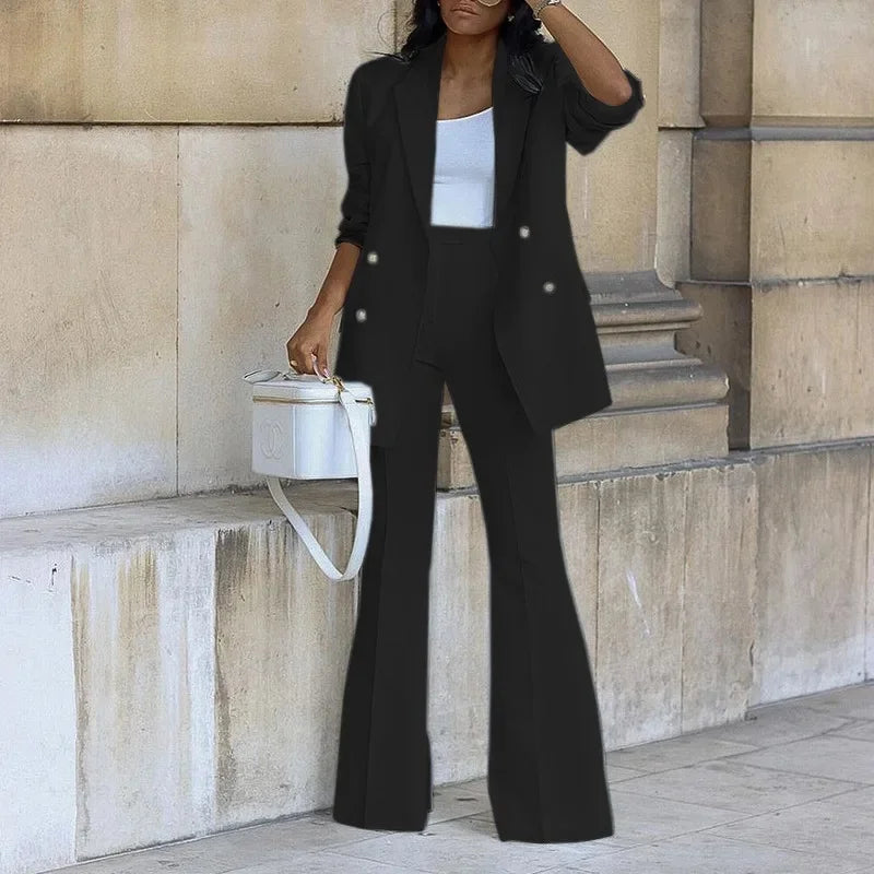 Elegant Formelt Sæt med Skræddersyet Lang Blazer til Dame