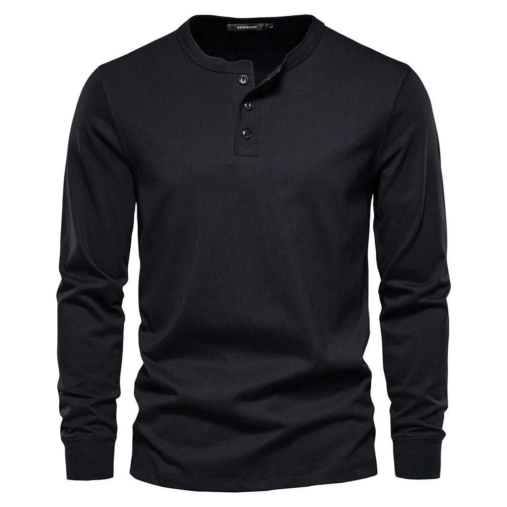 Moderne Komfortabel Stilfuld Langærmet Henley-Shirt