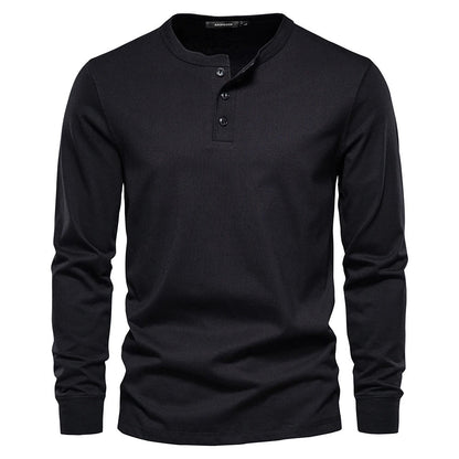 Moderne Komfortabel Stilfuld Langærmet Henley-Shirt