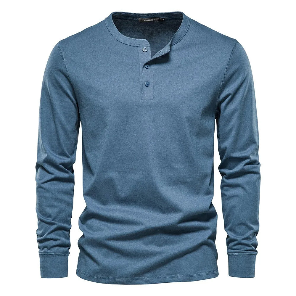 Moderne Komfortabel Stilfuld Langærmet Henley-Shirt