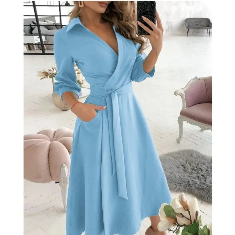 Dame Elegant Stilfuld Sommerfugleprint Omslagskjole