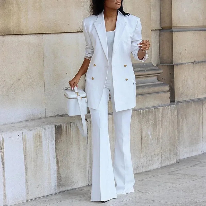 Elegant Formelt Sæt med Skræddersyet Lang Blazer til Dame