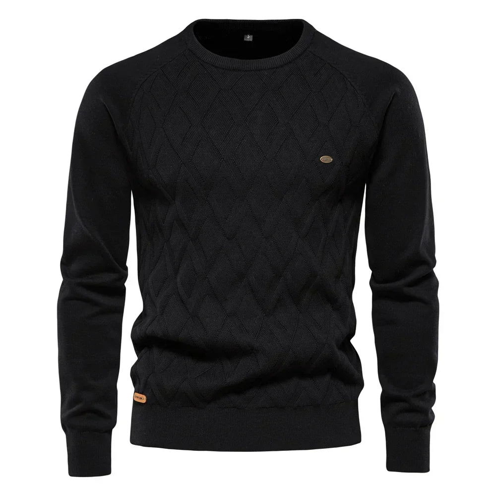 Elegant Stilfuld Herrepullover Med Rhombemønster
