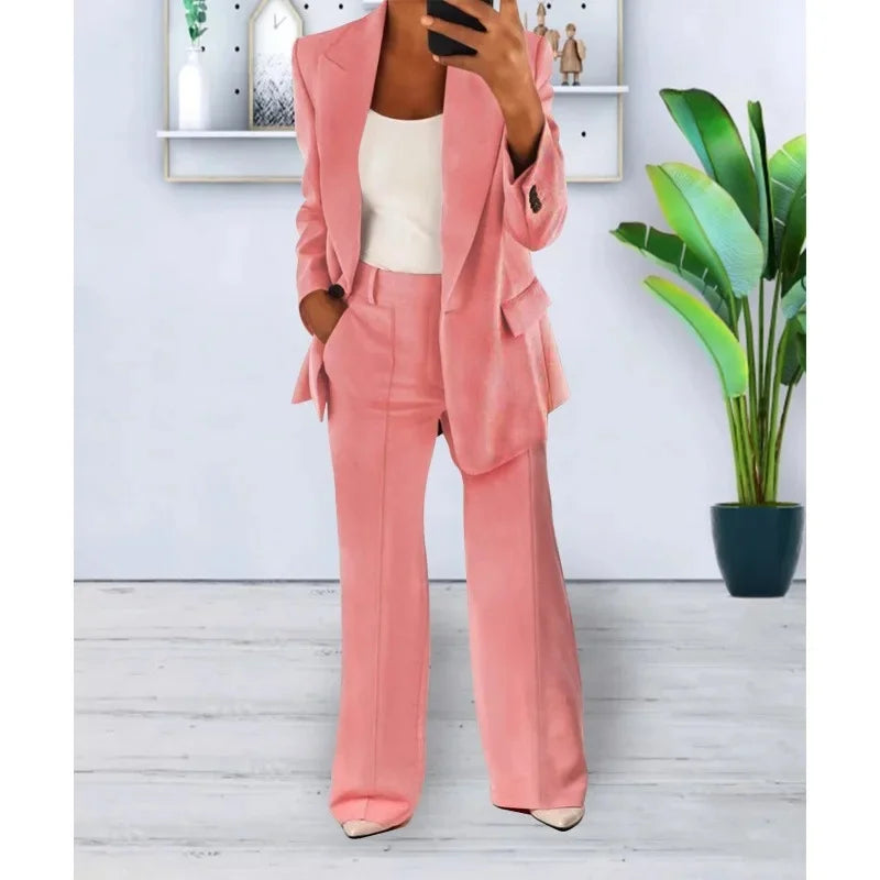 Elegant Formelt Sæt med Skræddersyet Lang Blazer til Dame
