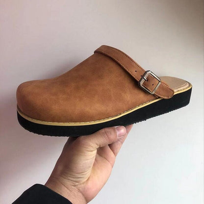 Komfortable Brune Læder Slip-On Træsko