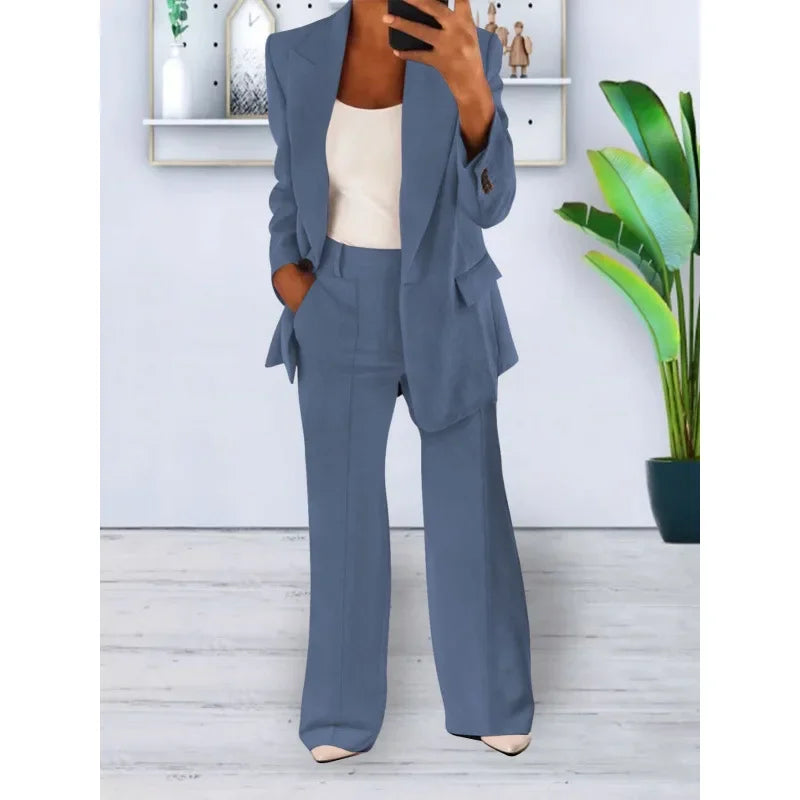 Elegant Formelt Sæt med Skræddersyet Lang Blazer til Dame