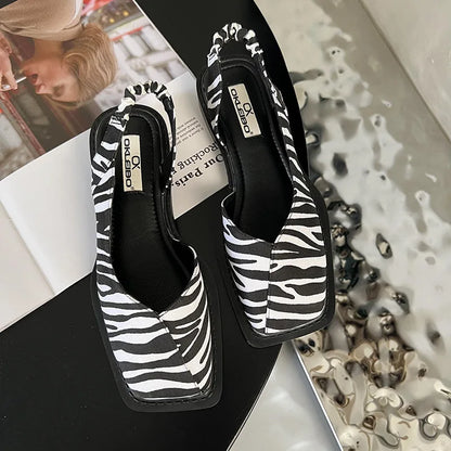 Slingback Sandaler med Firkantet Tå