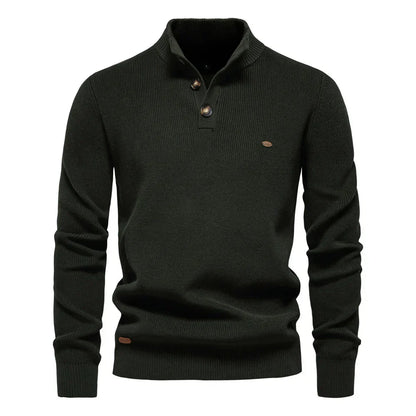 Stilfuld Herrepullover Med Eksklusivt Knapdesign