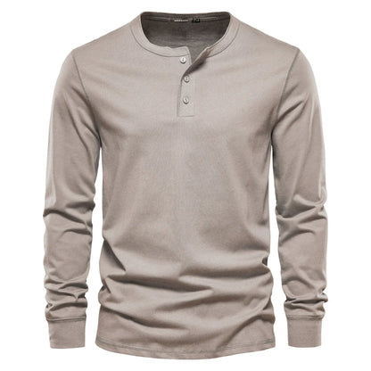 Moderne Komfortabel Stilfuld Langærmet Henley-Shirt