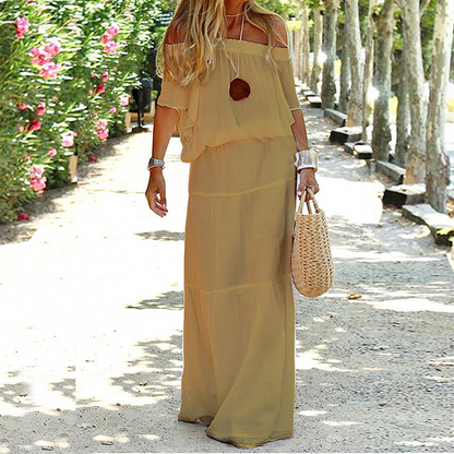 Dame Elegant Stilfuld Off-Shoulder Sommerkjole