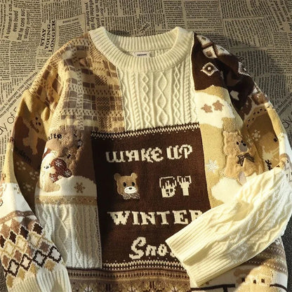 Noelle | Julesweater med retro farveblokke og v hals