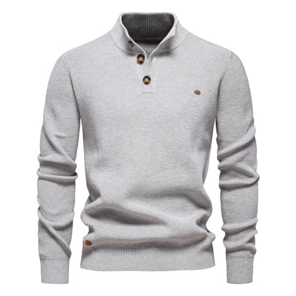 Stilfuld Herrepullover Med Eksklusivt Knapdesign