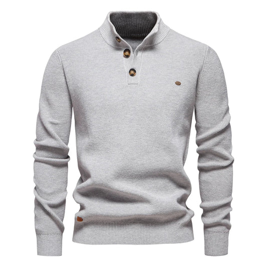 Stilfuld Herrepullover Med Eksklusivt Knapdesign