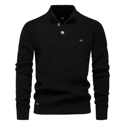 Stilfuld Herrepullover Med Eksklusivt Knapdesign