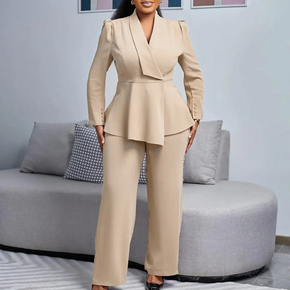 Elegant Formelt Sæt med Skræddersyet Lang Blazer til Dame